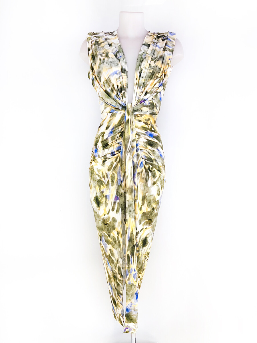 Vestido Seda Escote Nudo Estampado - Imagen 9