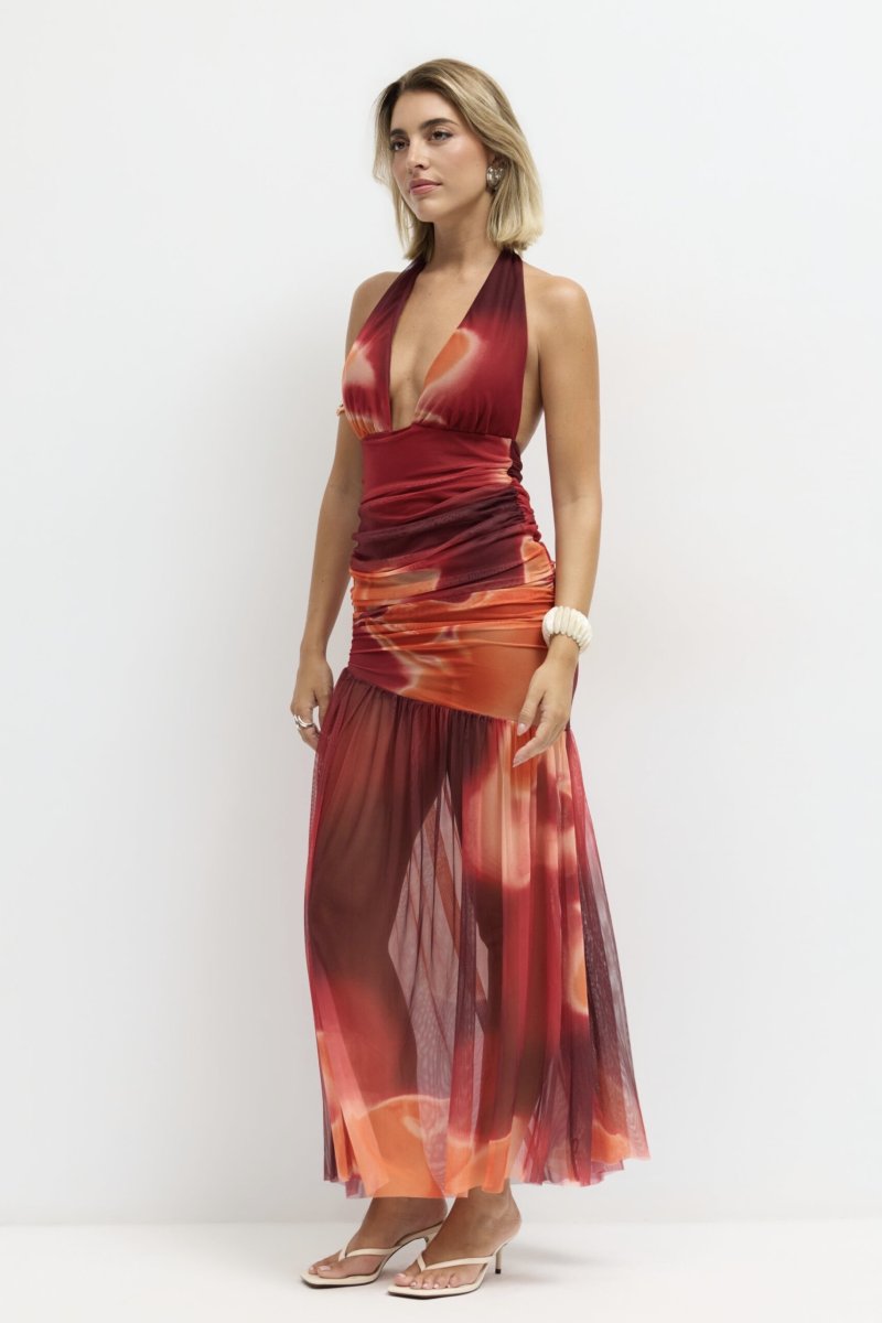 Vestido Tul Estampado Escote - Imagen 8