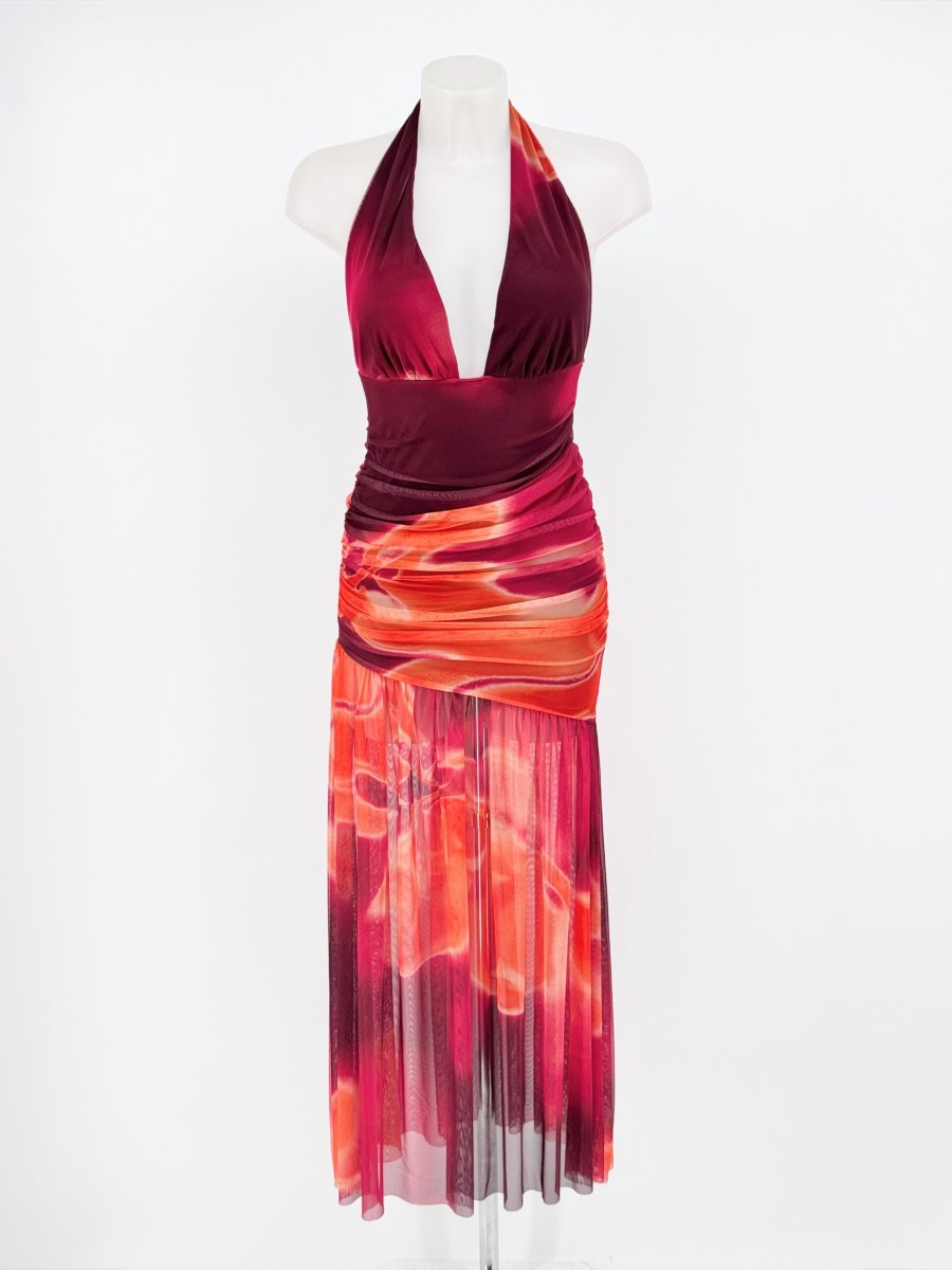Vestido Tul Estampado Escote - Imagen 6