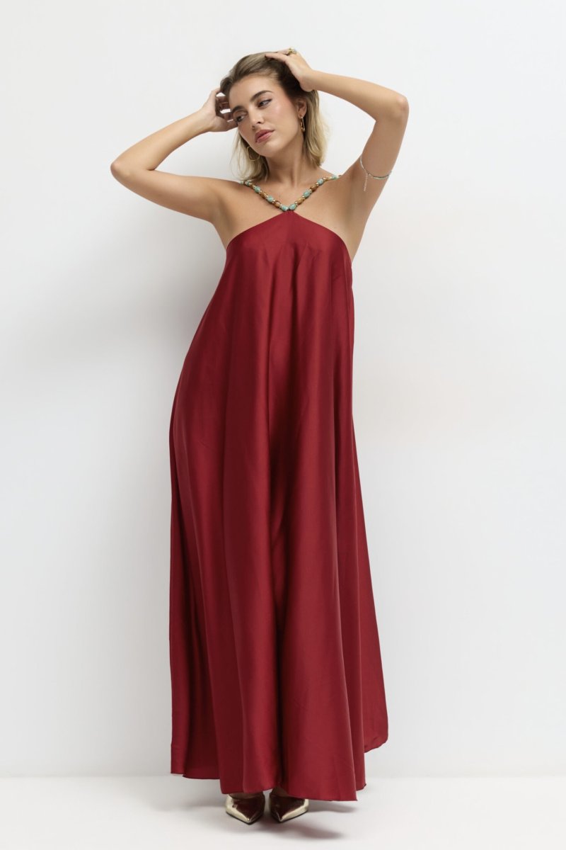 Vestido Seda Halter Bolitas - Imagen 3