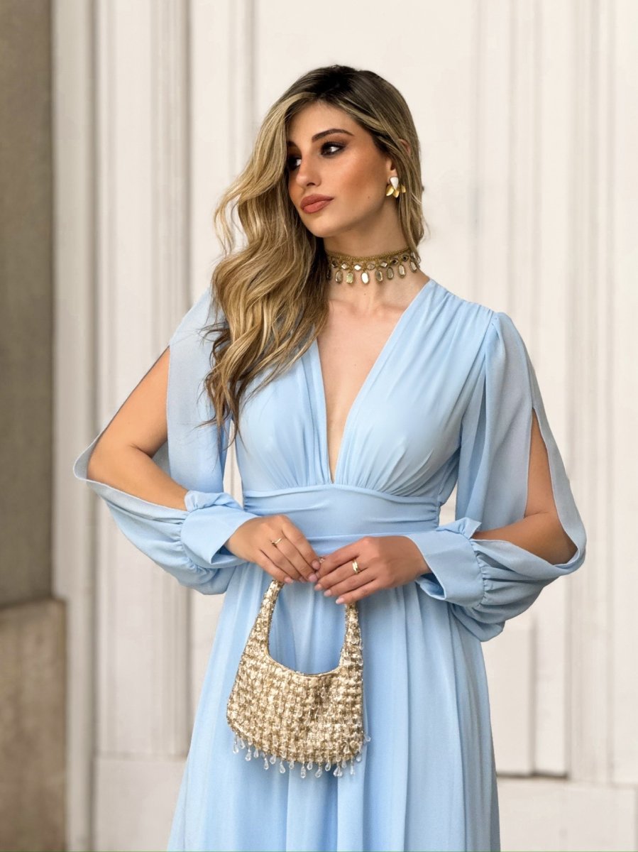 Vestido Bella Mangas Abertura