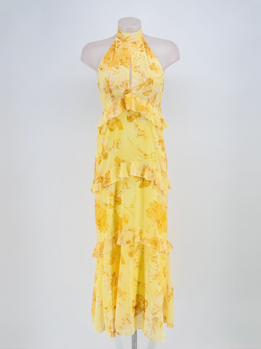 Vestido Gasa Estampado Halter Volantes - Imagen 7