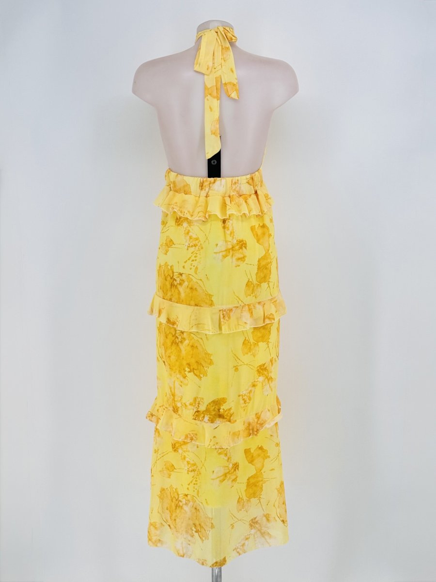Vestido Gasa Estampado Halter Volantes - Imagen 6