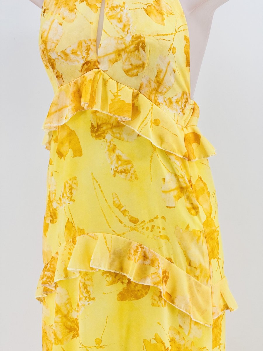 Vestido Gasa Estampado Halter Volantes - Imagen 5
