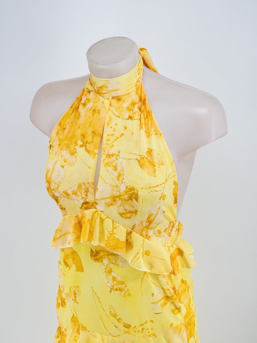 Vestido Gasa Estampado Halter Volantes - Imagen 2