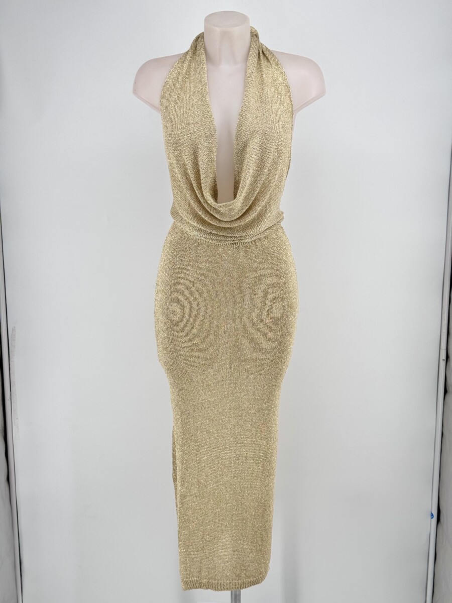 Vestido Punto Escote Cascada - Imagen 2