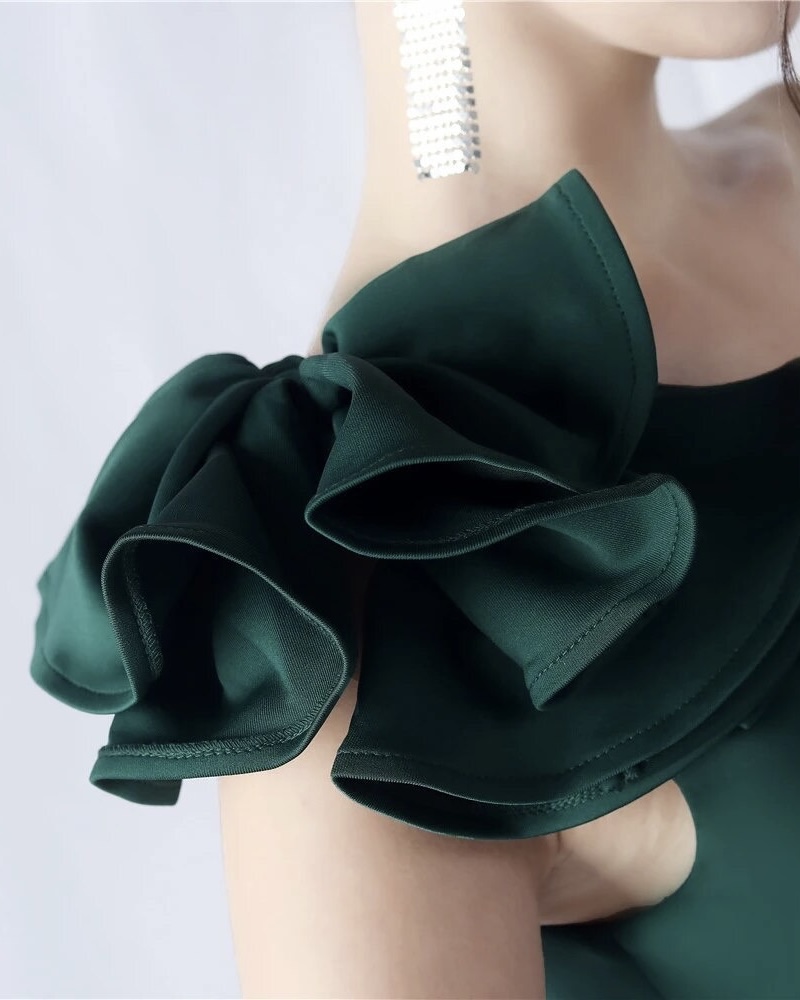 Vestido Sirena Hombro Flor - Imagen 9