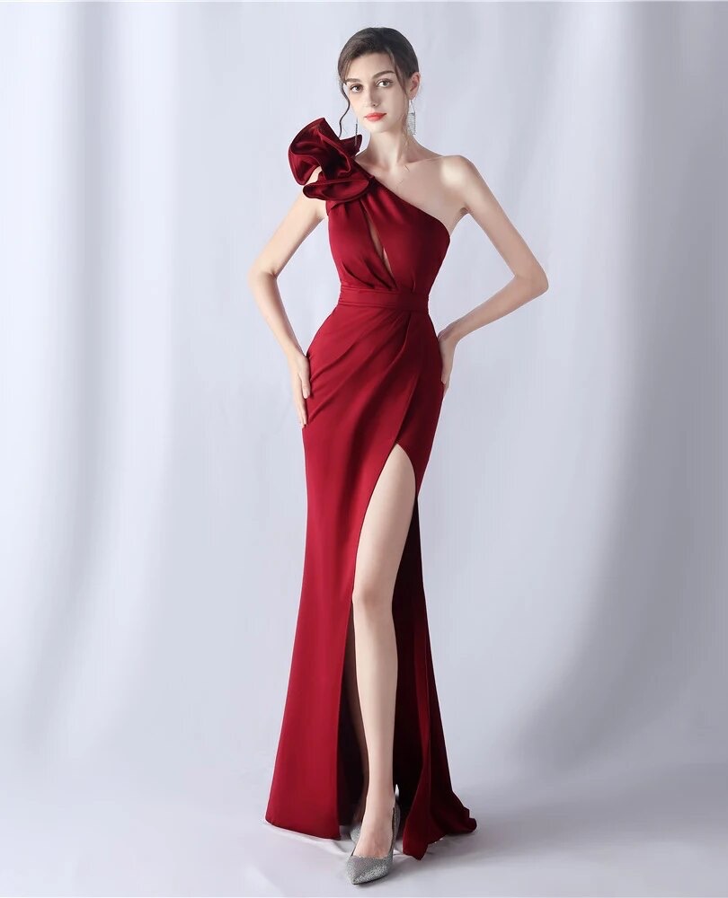 Vestido Sirena Hombro Flor - Imagen 8