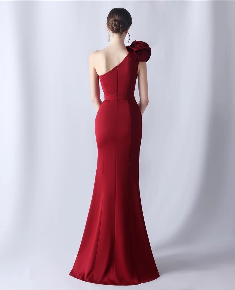 Vestido Sirena Hombro Flor - Imagen 7