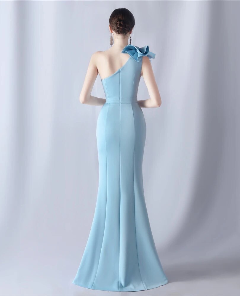 Vestido Sirena Hombro Flor - Imagen 3