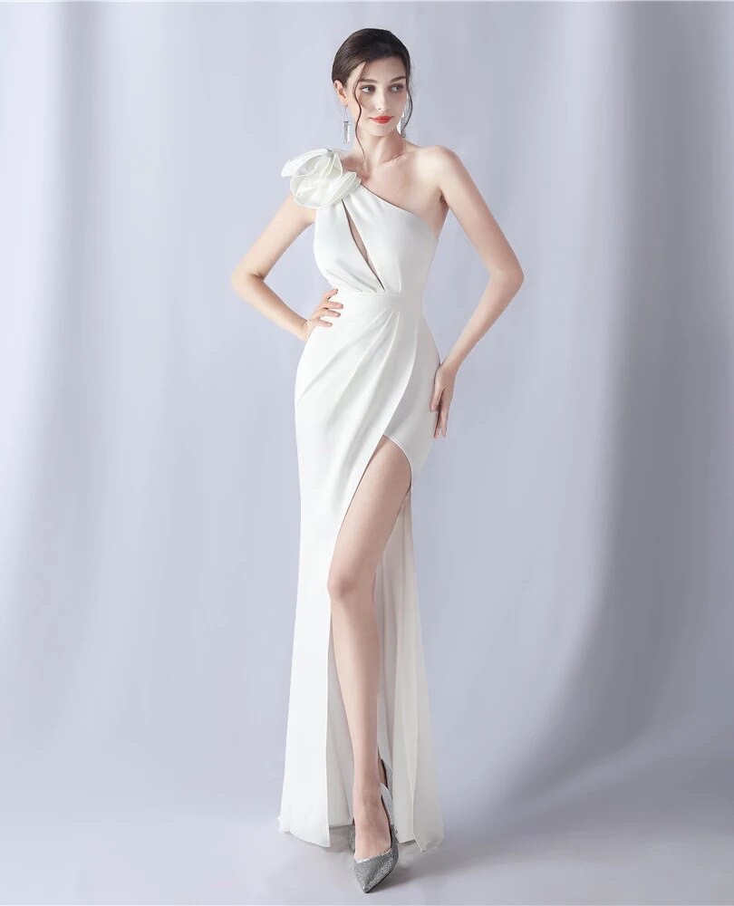 Vestido Sirena Hombro Flor - Imagen 5