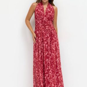 Vestido Gasa Estampado Escote