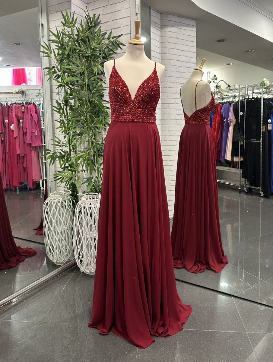 Vestido Gasa Brillos Pecho - Imagen 3