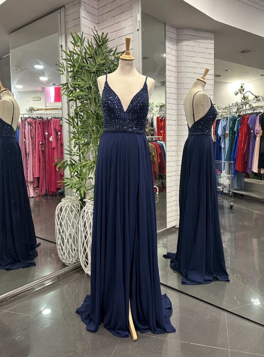 Vestido Gasa Brillos Pecho - Imagen 9