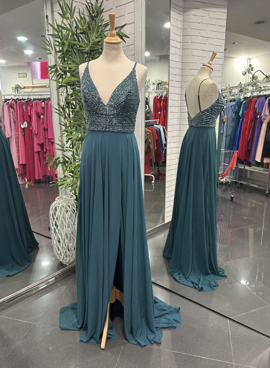 Vestido Gasa Brillos Pecho - Imagen 7