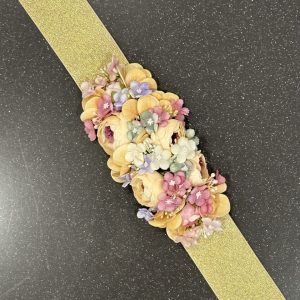 Cinturón Floral Elástico Dorado