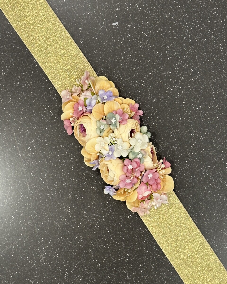 Cinturón Floral Elástico Dorado - Imagen 2