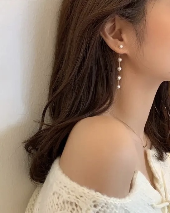 Pendientes Perlas Cadena - Imagen 4
