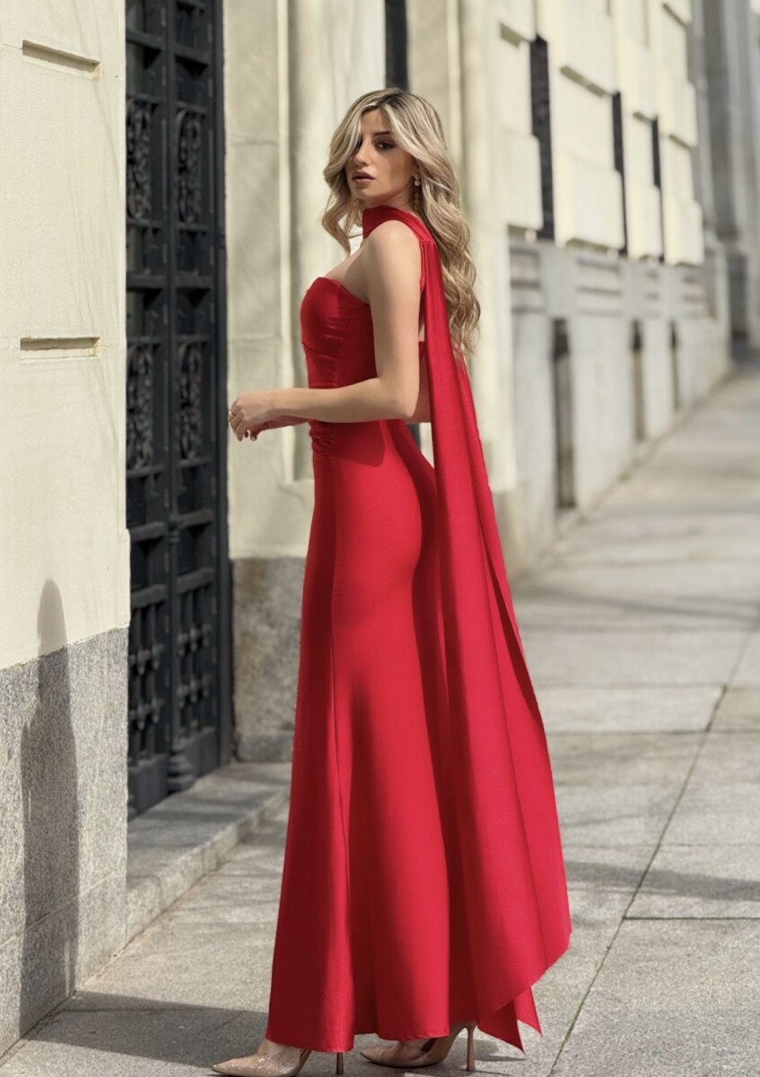 Vestido Sirena Cuello Alas Seda - Imagen 5