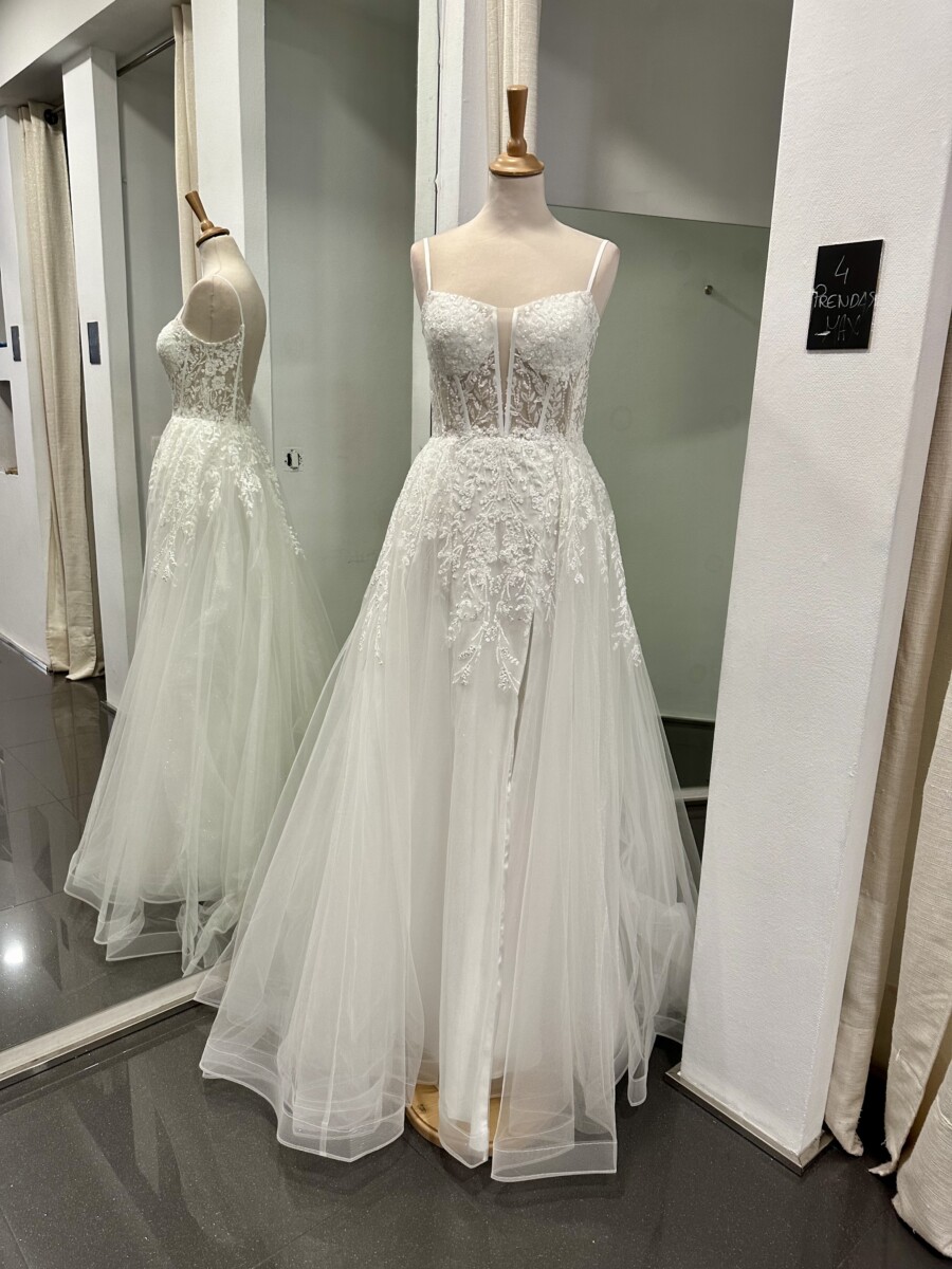 Vestido Tul Sobre Falda Novia - Imagen 5