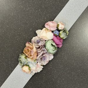 Cinturón Floral Elástico Plata