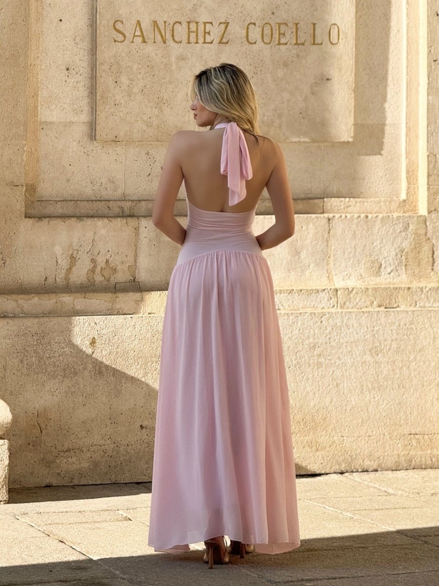 Vestido Falda Gasa Escote Blanco - Imagen 5