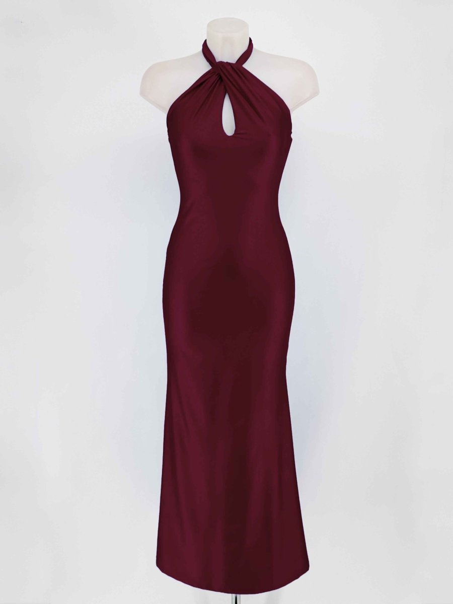Vestido Seda Halter Atado Cuello - Imagen 8