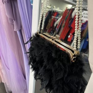 Bolso Plumas Perlas