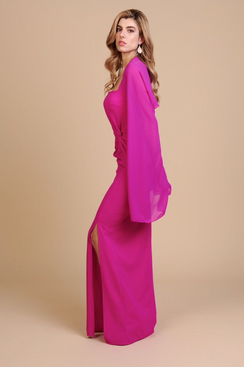 Vestido Escote Cuadrado Chal Mangas - Imagen 6