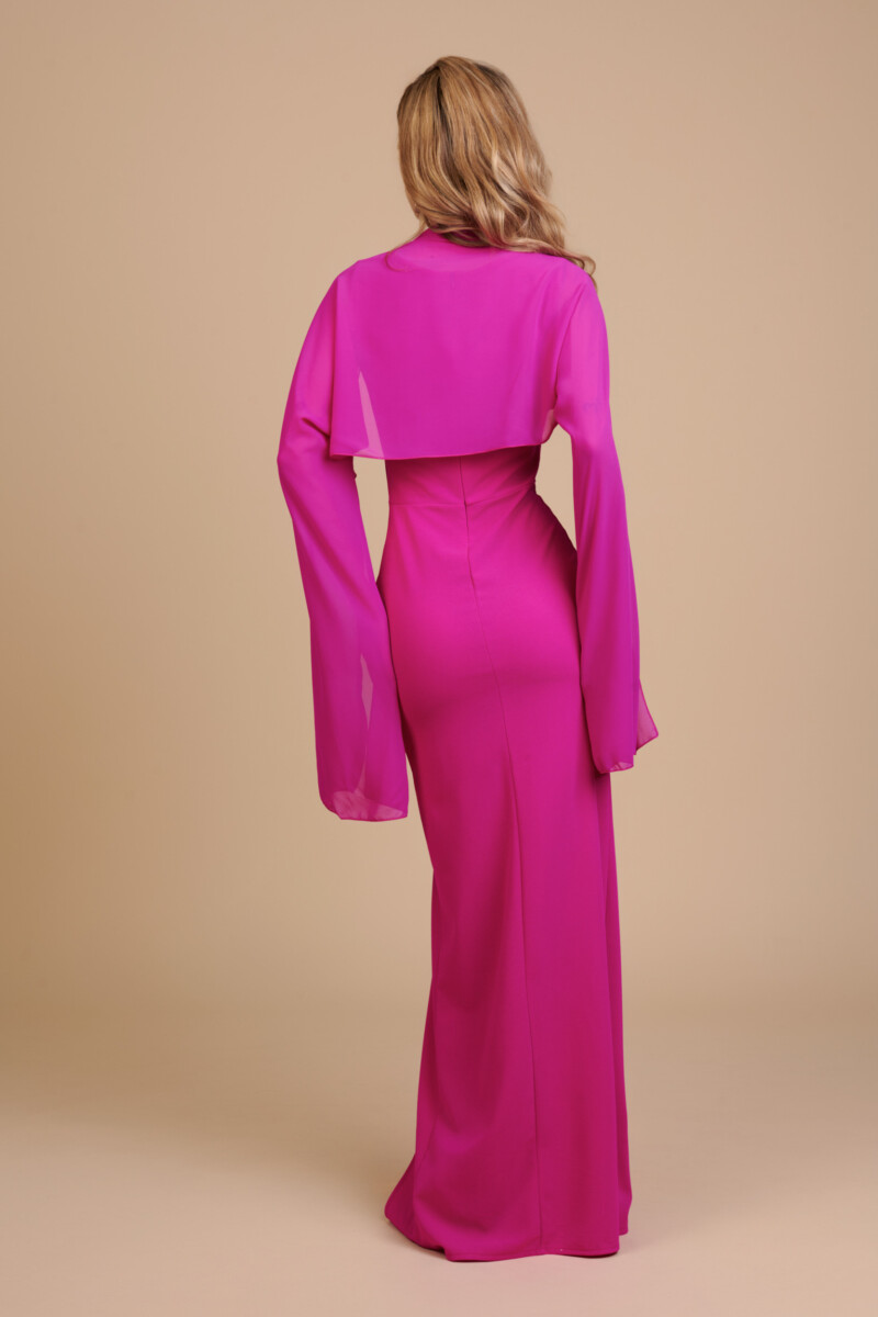 Vestido Escote Cuadrado Chal Mangas - Imagen 7