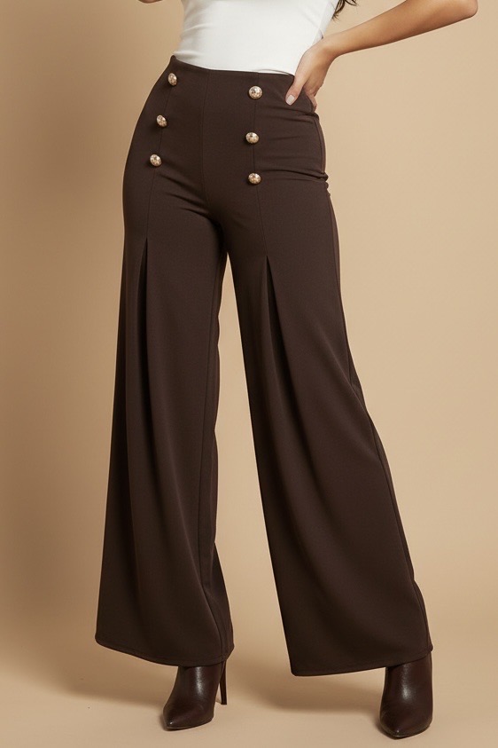 Pantalón Botones Pliegue Frontal - Imagen 9