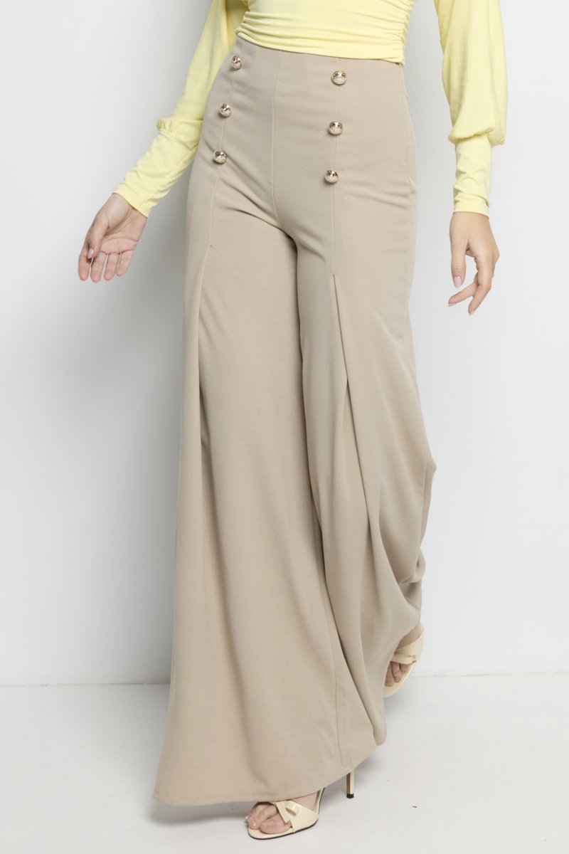 Pantalón Botones Pliegue Frontal