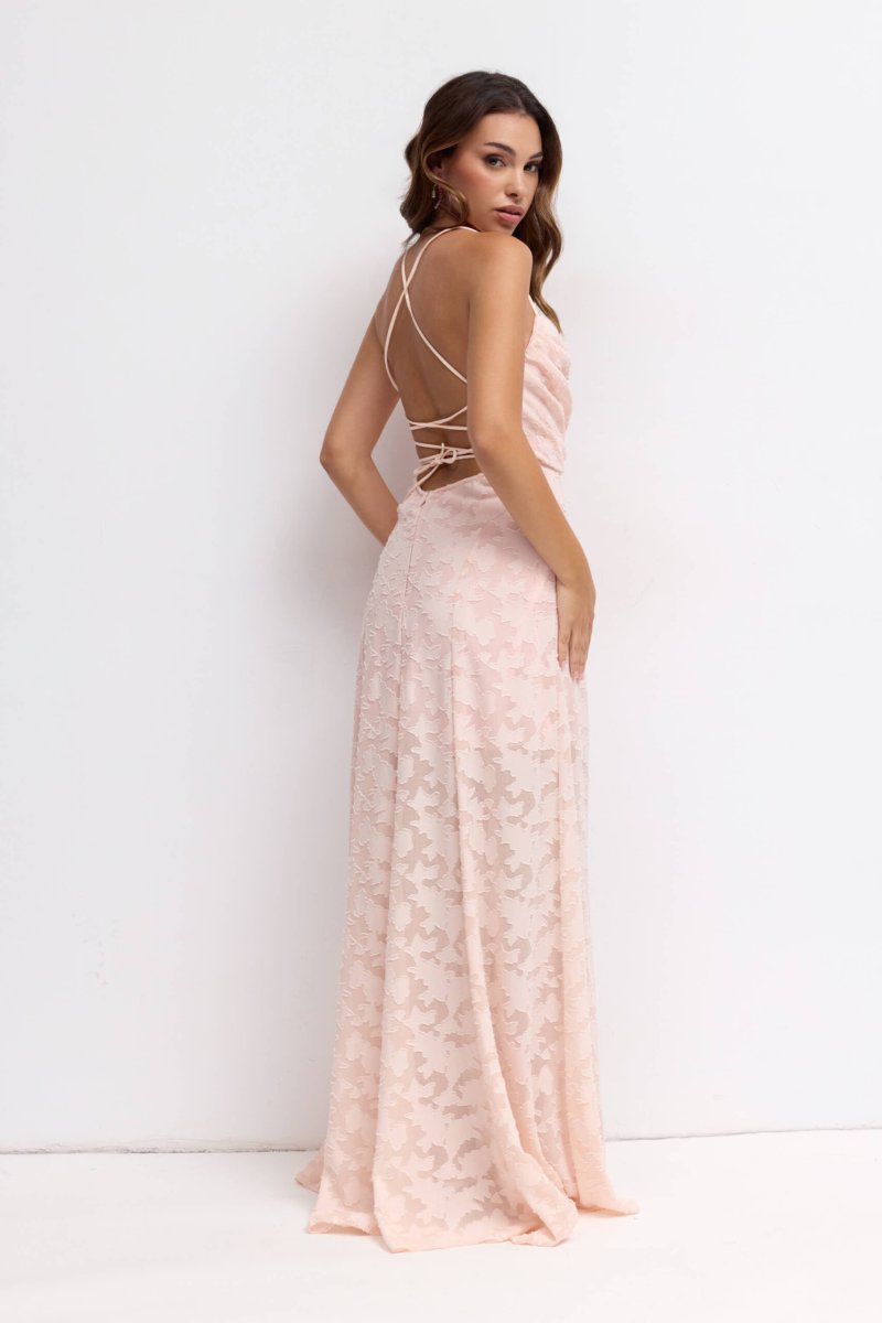 Vestido Cascada Textura Floral - Imagen 8