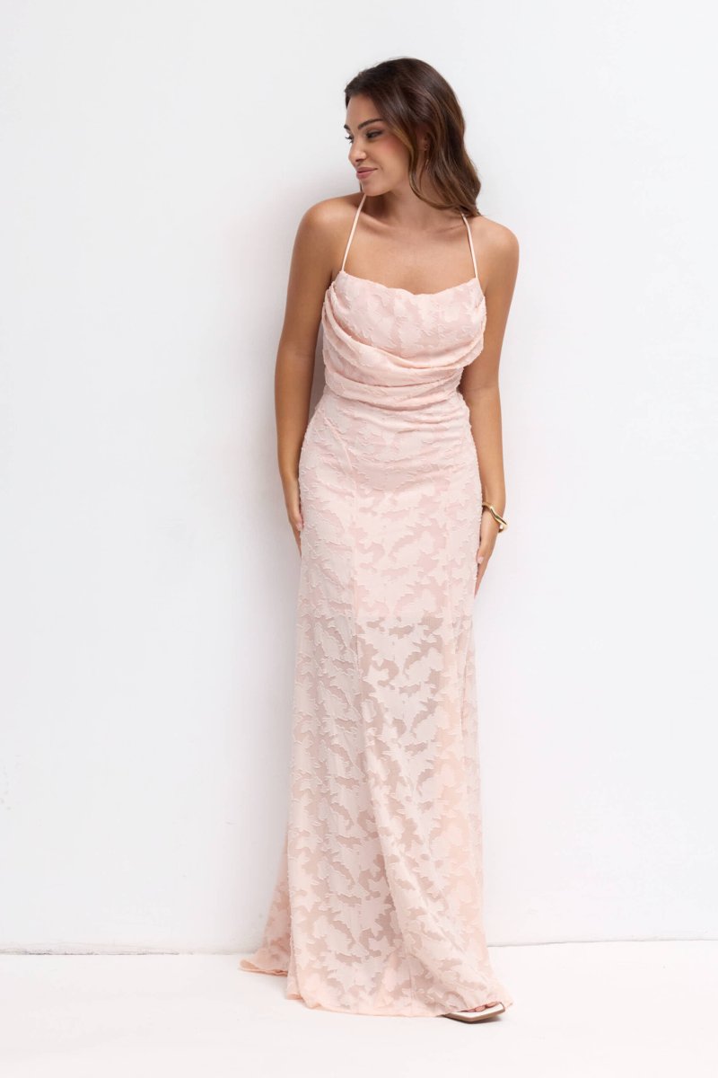 Vestido Cascada Textura Floral - Imagen 6