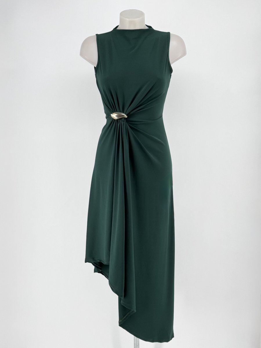 Vestido Asimétrico Frunce Cintura Gota - Imagen 3