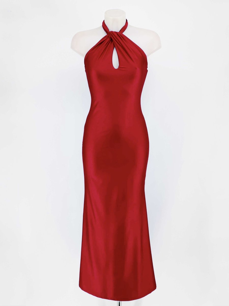 Vestido Seda Halter Atado Cuello - Imagen 7