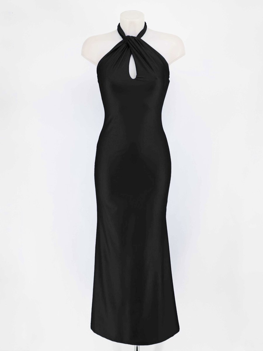 Vestido Seda Halter Atado Cuello - Imagen 9