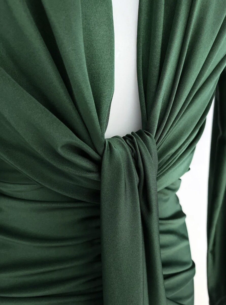 Vestido Seda Escote Nudo Mangas - Imagen 6