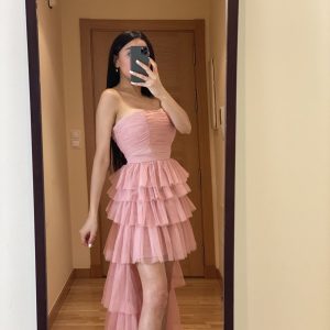 Vestido Tul Volantes Asimétrico