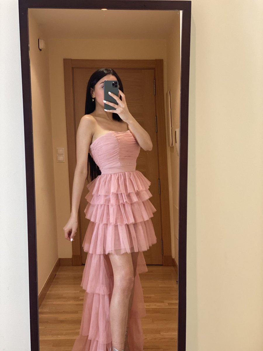 Vestido Tul Volantes Asimétrico