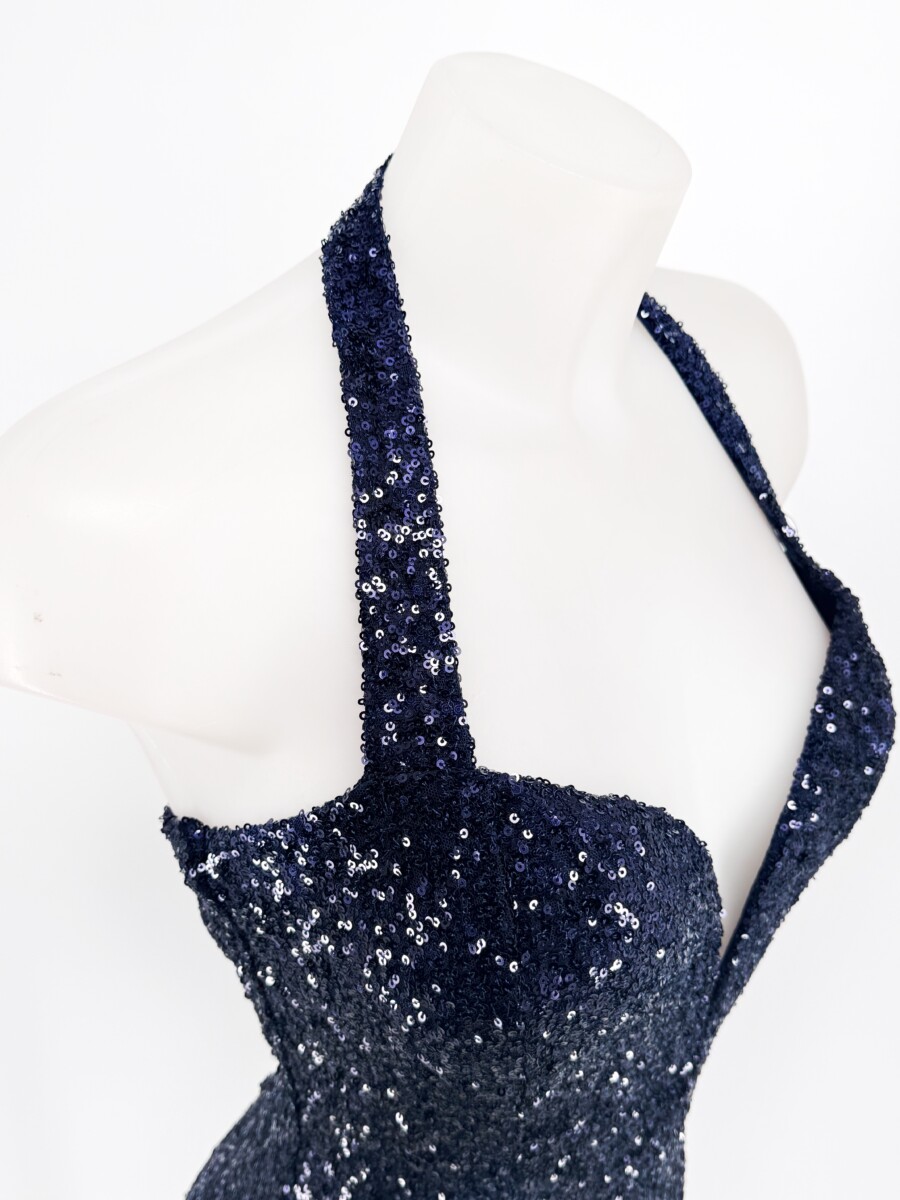 Vestido Lentejuelas Escote Corto - Imagen 6