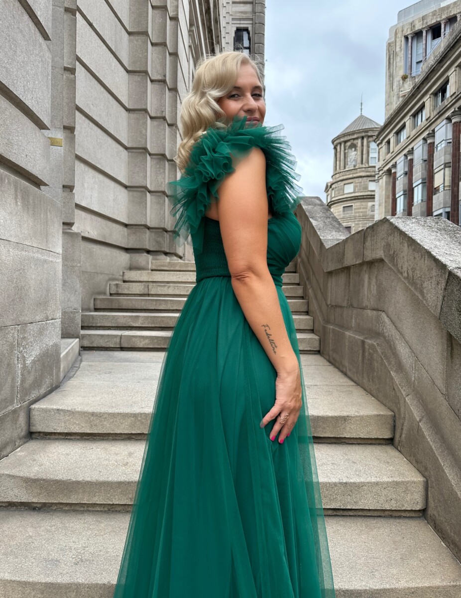 Vestido Tul Abertura Hombro Curvy - Imagen 7