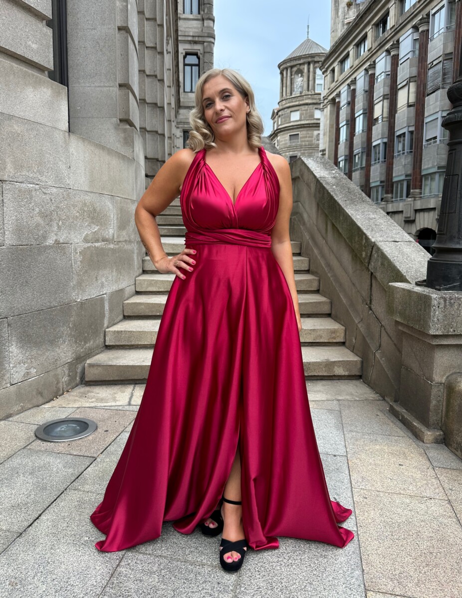 Vestido Multiposición Seda Abertura - Imagen 6