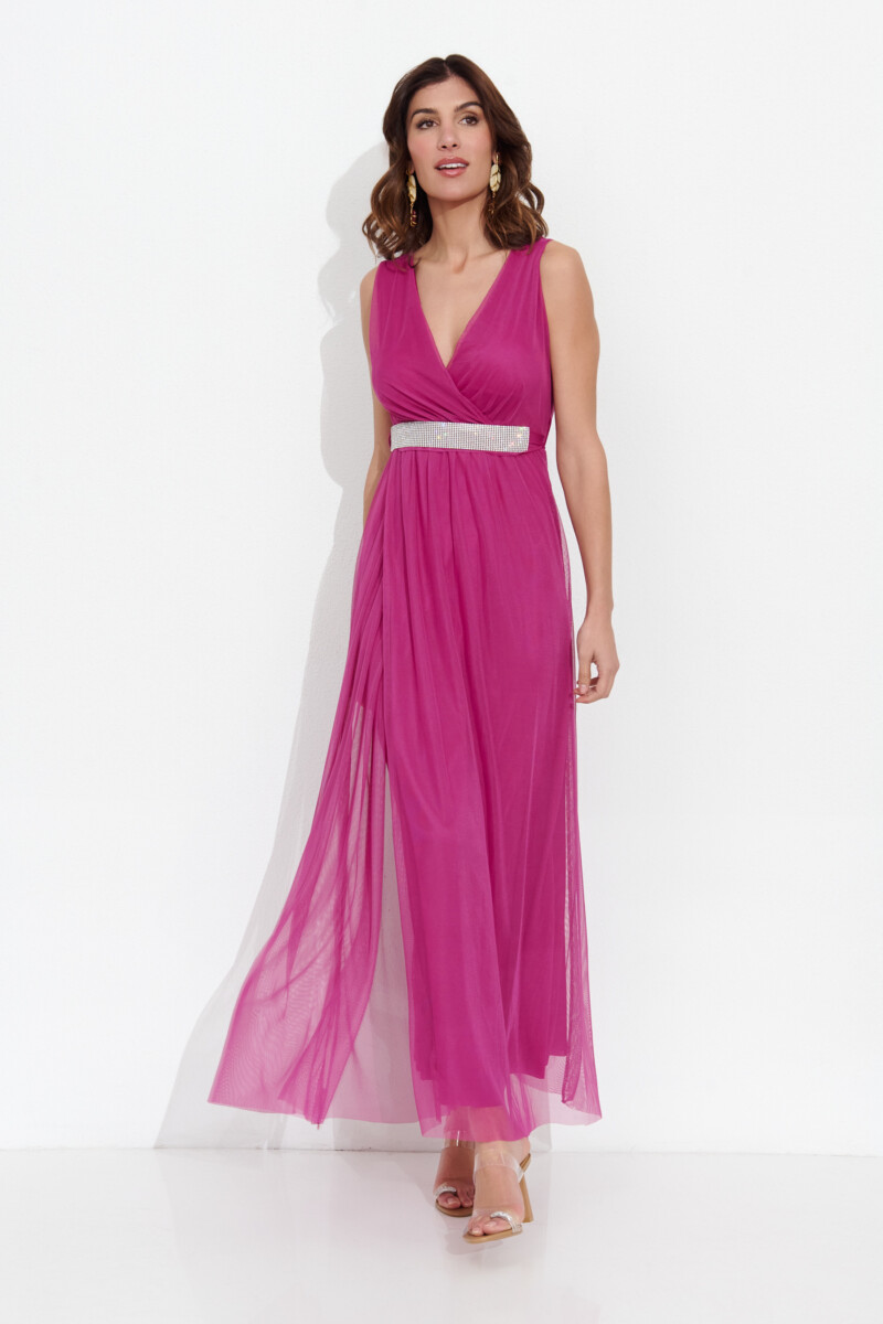 Vestido Tul Basic Cinturón Brillos - Imagen 8