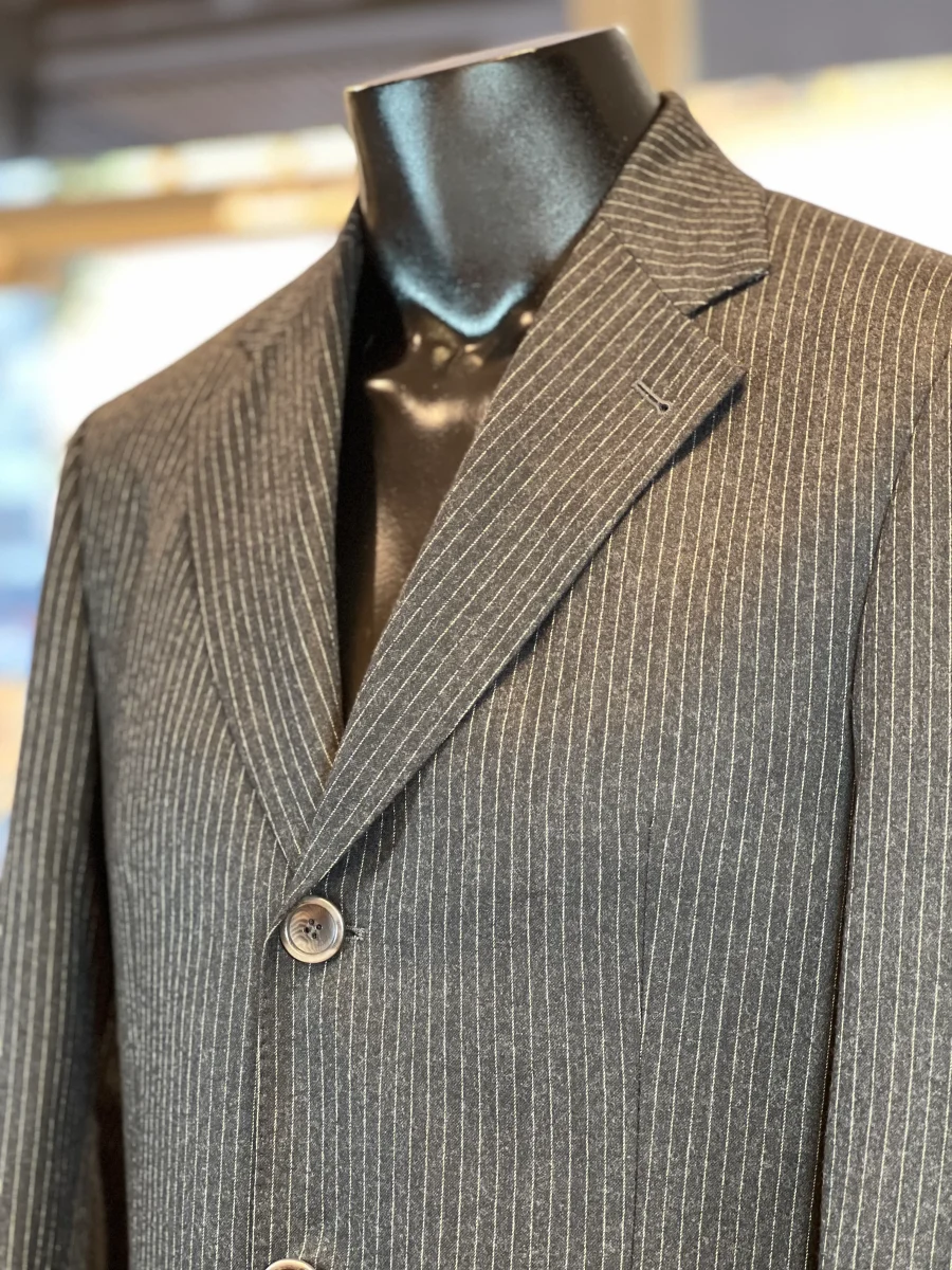 Abrigo largo de lana en raya diplomática – Vitale Barberis Canonico - Imagen 3