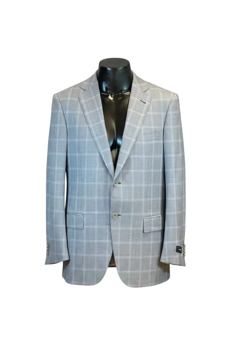 Americana de lana virgen Ermenegildo Zegna – Cuadro ventana gris claro - Imagen 2