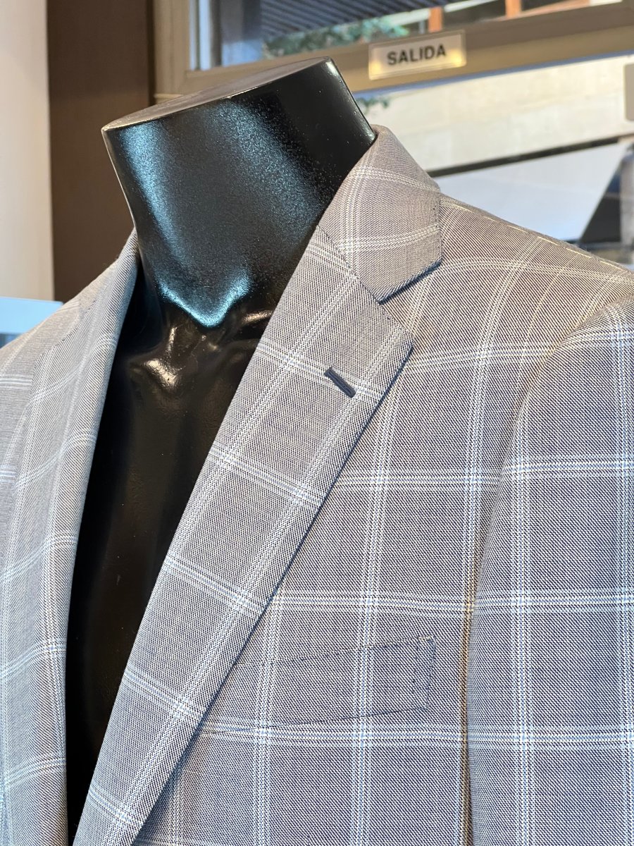 Americana de lana virgen Ermenegildo Zegna – Cuadro ventana gris claro - Imagen 4