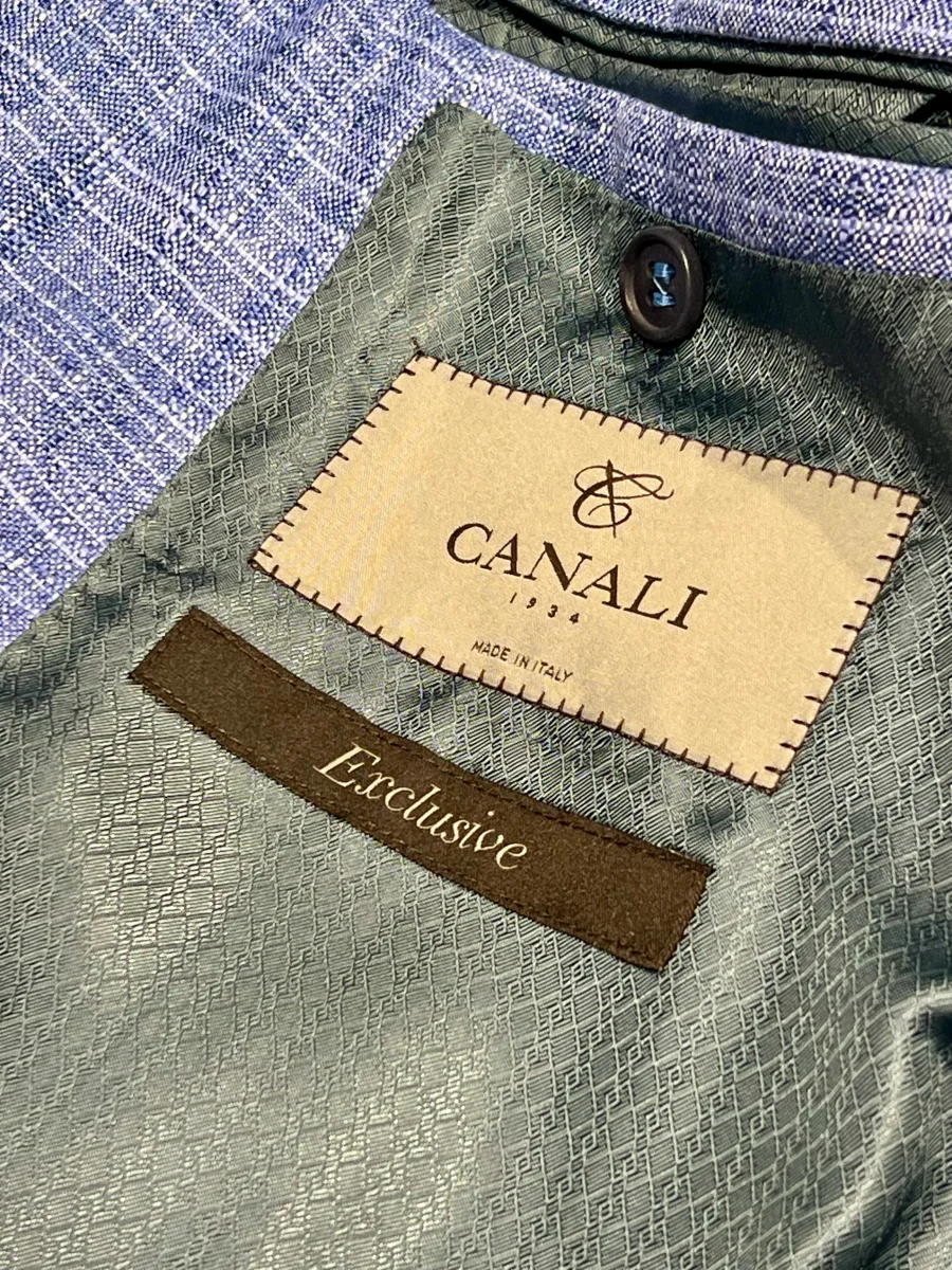 Americana Canali Exclusive – Seda y Cashmere azul texturizado - Imagen 4