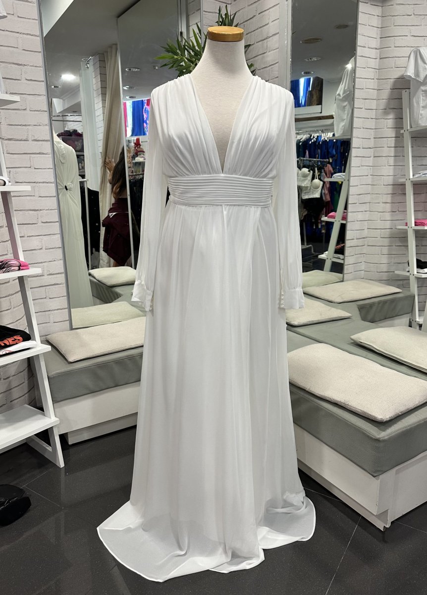 Vestido Gasa Aberturas Mangas Novia - Imagen 9