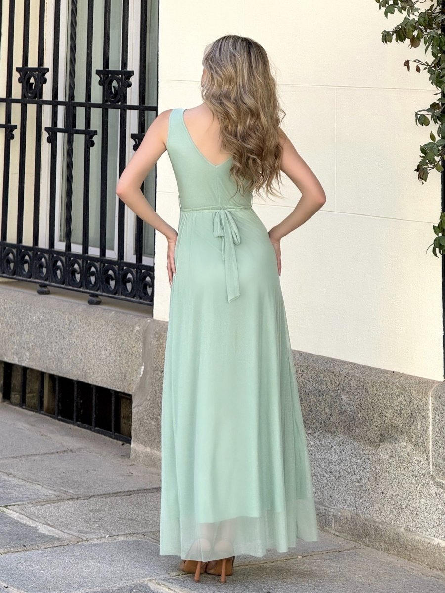Vestido Tul Basic Cinturón Brillos - Imagen 5